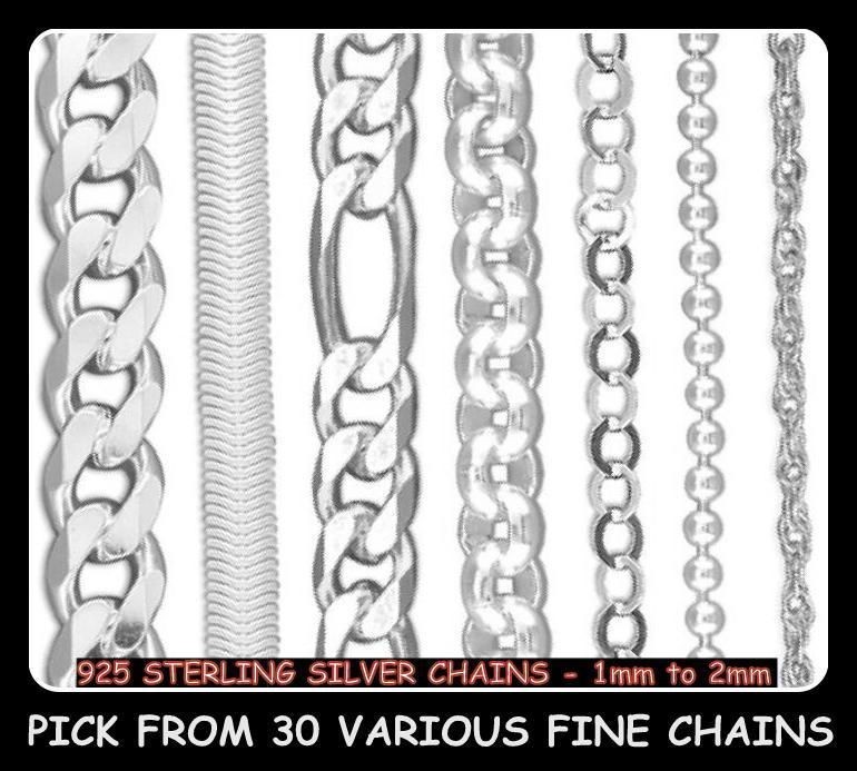 Genuine Brand 925 Sterling Silver Solid Chains All Styles & Designs 