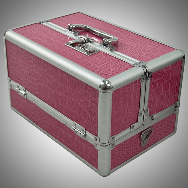 Newly listed ALUMINUM MAKE UP CASE PINK MEDIUM COSMETIC MAKEUP TRAIN w 
