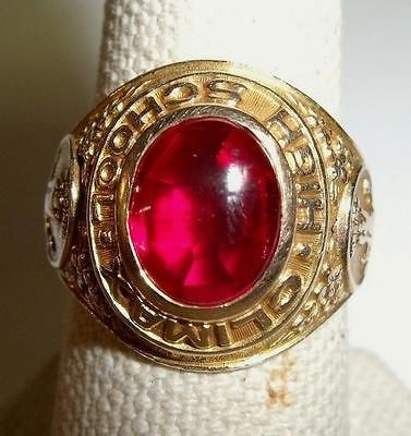 Climax High School 1993 Red Stone Ladies Class 10kt Gold Ring Size 7 