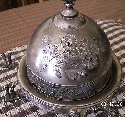   MERIDEN B QUADRUPLE numbered SILVER PLATE COVERED SERVING BUTTER DISH