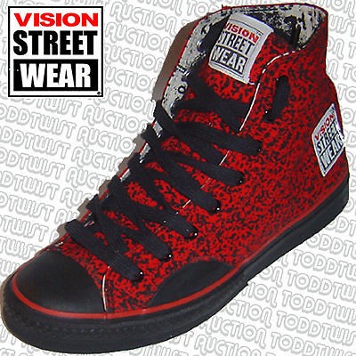 VISION STREET WEAR Skateboard Shoes Red Stipple Hi 8 UK   Old School 