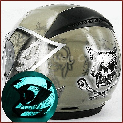  Skull Motorcycle Street Open Face Helmet Jet Double Shields DOT