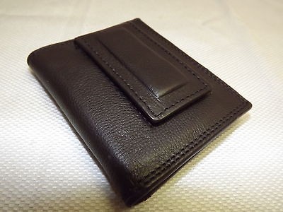 NEW LONDON STITCH BLACK LEATHER FRONT POCKET CREDIT CARD WALLET WITH 
