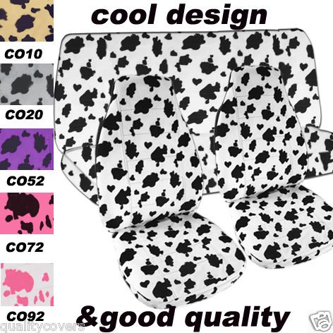 complete set fr rr cow print car seat covers so