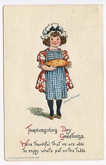 Signed Frances Brundage Child Pie Thanksgiving Poem Embossed Postcard