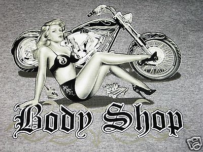 body shop chopper girl t shirt gray size small new