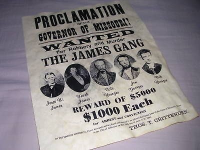 JESSE JAMES PROCLAMATION OLD WEST WANTED POSTER WESTERN sign NR