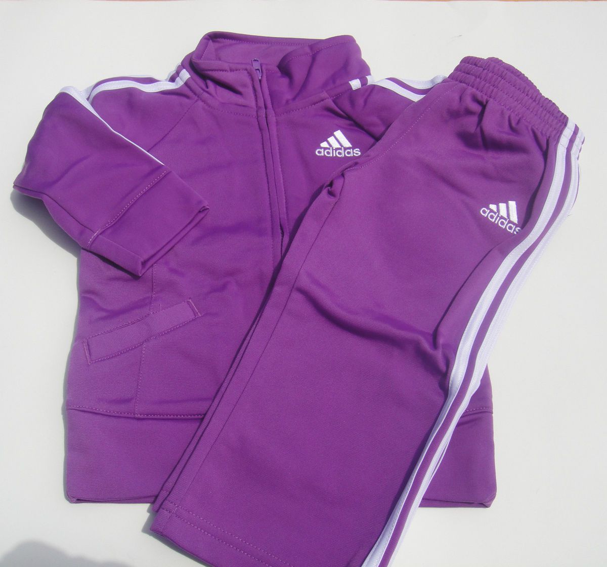 Adidas Girls Track Suit Jacket Top Pants Dark Purple 501 Warm Up 12 18 