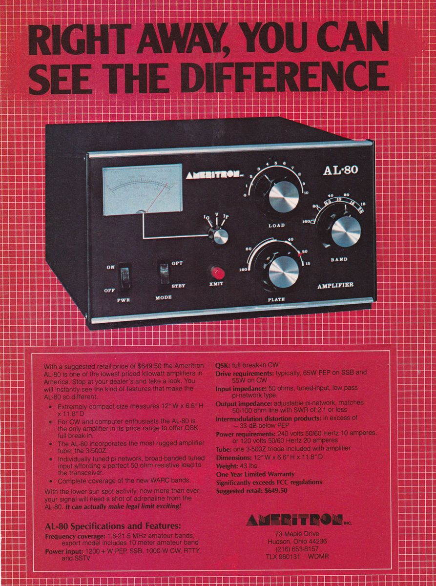 Ameritron Al 80 Linear Amplifier Original Print Ad