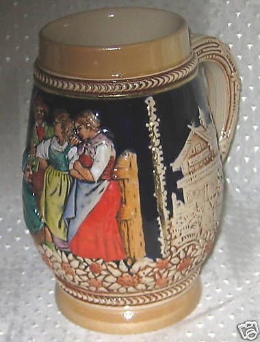Collectors Beer Stain Glass Art Pottery All Inlay Decor