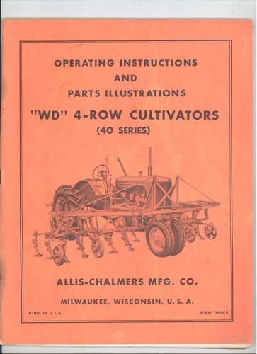 TM 64D ALLIS CHALMERS WD 4 ROW CULTIVATORS 40 SERIES EXPLODED VIEWS 