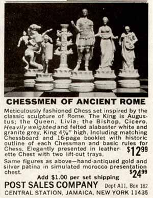 Cool 1964 Ad for Chessmen of Ancient Rome Chess Sets