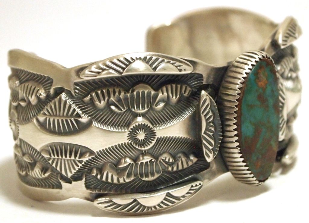   Navajo Royston Turquoise Sterling Silver Cuff Bracelet   Marc Antia
