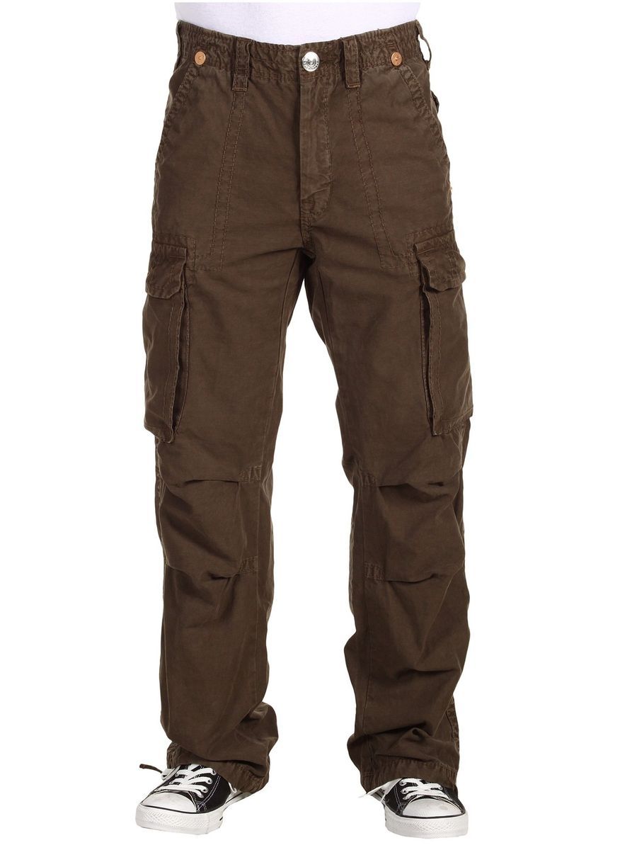 True Religion Brand Jeans Mens Anthony Relaxed Cargo Pants Brown 