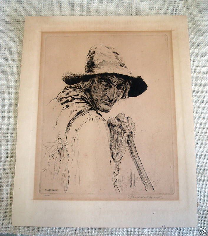 Antique Listed Paul Ashbrook Mexican Etching Litho Sign