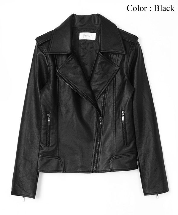 AnnaKastle Womens Asymmetric Zip Up PU Faux Leather Motorcycle Jacket 
