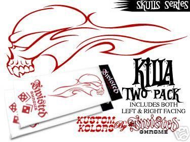 Killa 2 Pack Skull Pinstripe Design Vinyl Decal Color