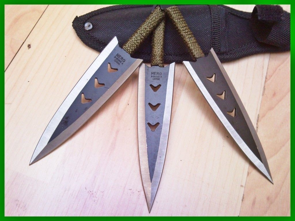 Set of 3 Tactical spike arrow Throwing knives combat 2 tone Spearhead 