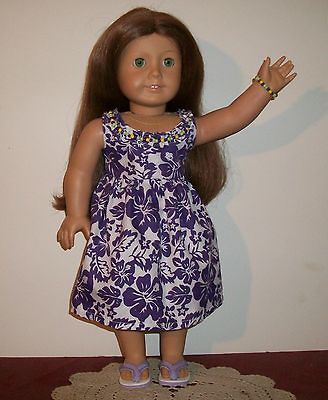 Aloha Dress   Handmade for American Girl Kanani Doll in Purple & White 