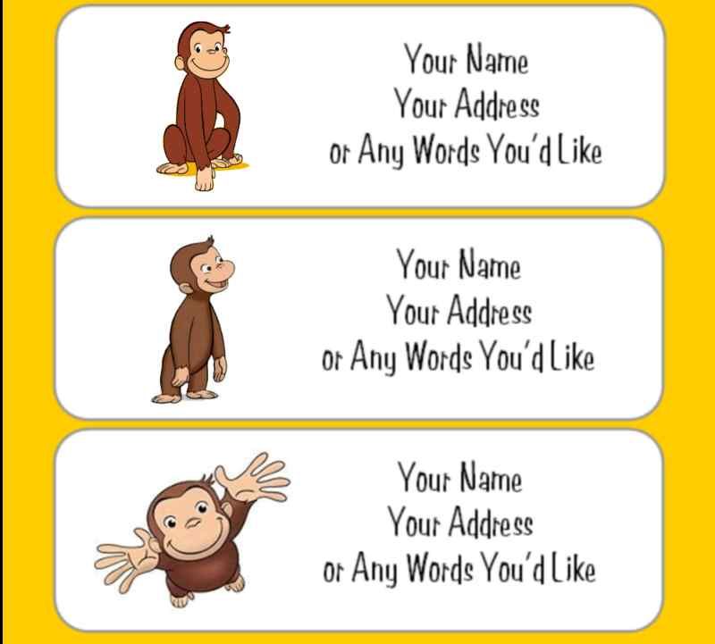 Curious George Monkey Personalize Return Address Labels