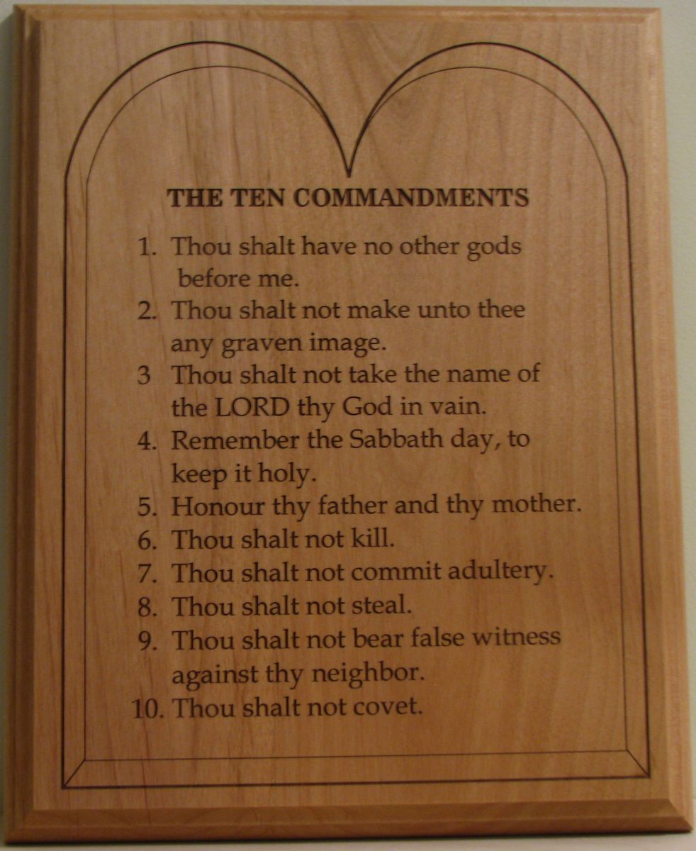 Laser Engraved 8x10 Alder Wood Plaque with The Ten Commandments in 
