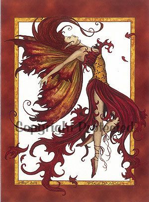 Amy Brown Fairy Greeting Gift Card Fire Dance Fantasy