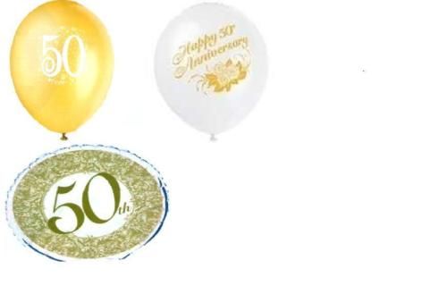 50th Wedding Anniversary Party Balloons Gold 50