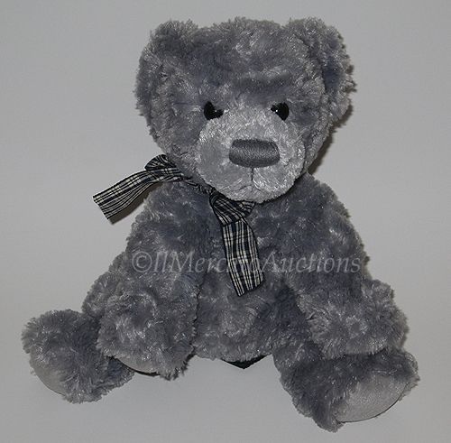 Plush Grey Russ Ashby Teddy Bear Stuffed Animal Childs Cuddle Toy Bow 