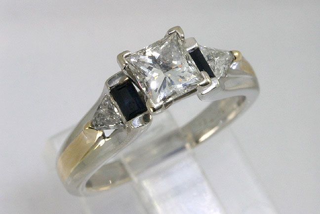 13c IGI Square Diamond Sapphire Engagement Ring Jared