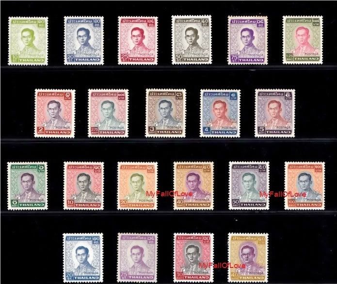 Thailand King Bhumibol 5th Definitive Issue 21 pcs ( Japan + Finland 