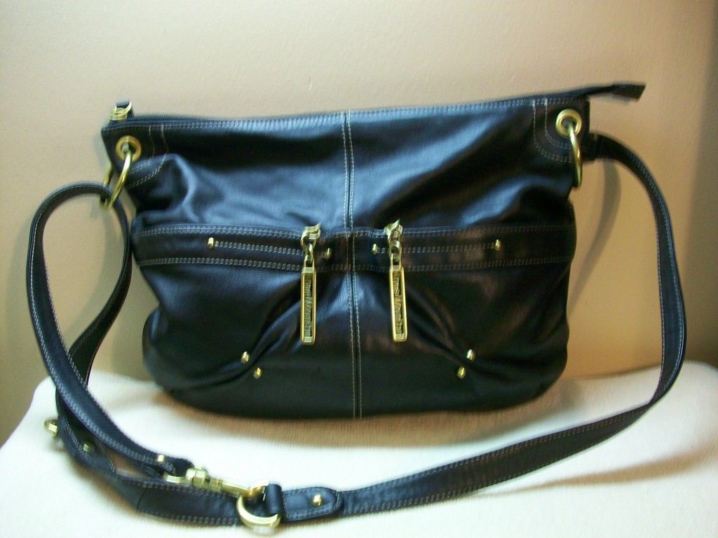 Stone Mountain Black Leather Hobo Handbag