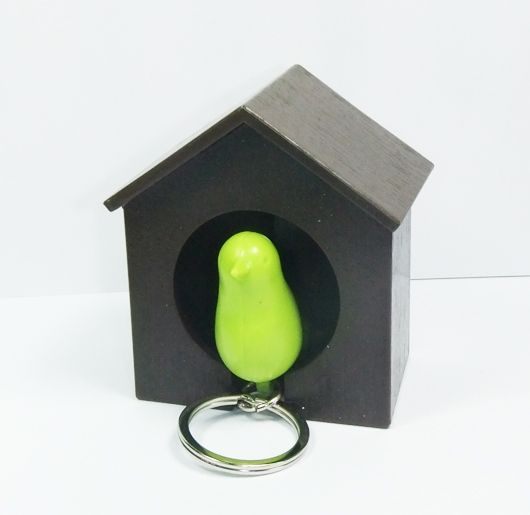 Whistle Sparrow Bird Keychain Key Ring Chain with Bird House Holder 8 
