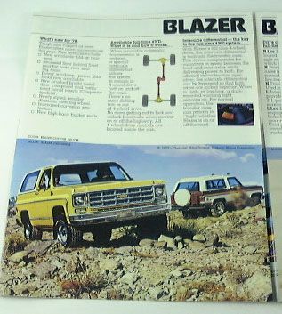 1978 78 Chevrolet Chevy Blazer Truck Brochure C10 K10