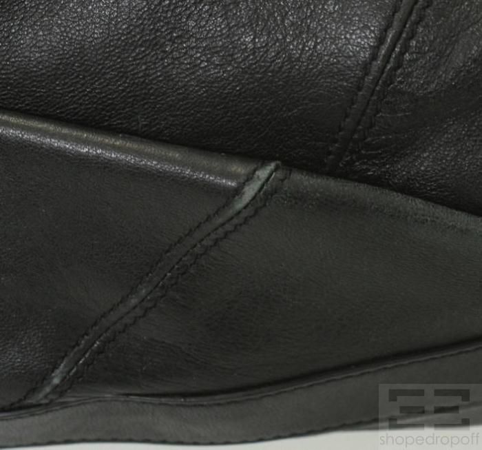 Botkier Black Leather Grommet Oversized Shoulder Bag