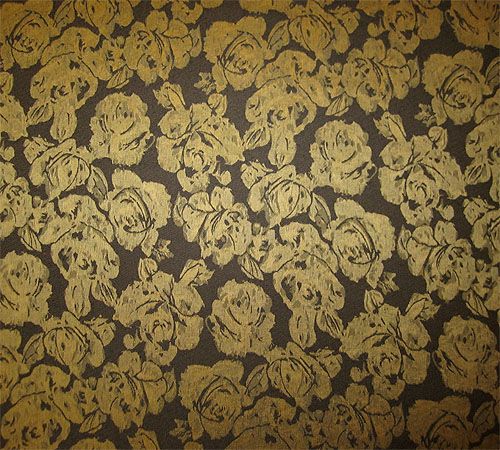 New Gold Black Floral Brocade Upholstery Fabric