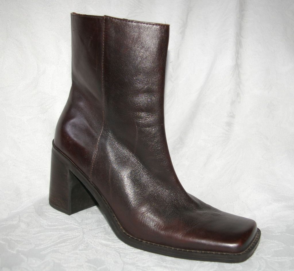 Nine West Briane Brown Leather Ankle Boots Womens 8 M