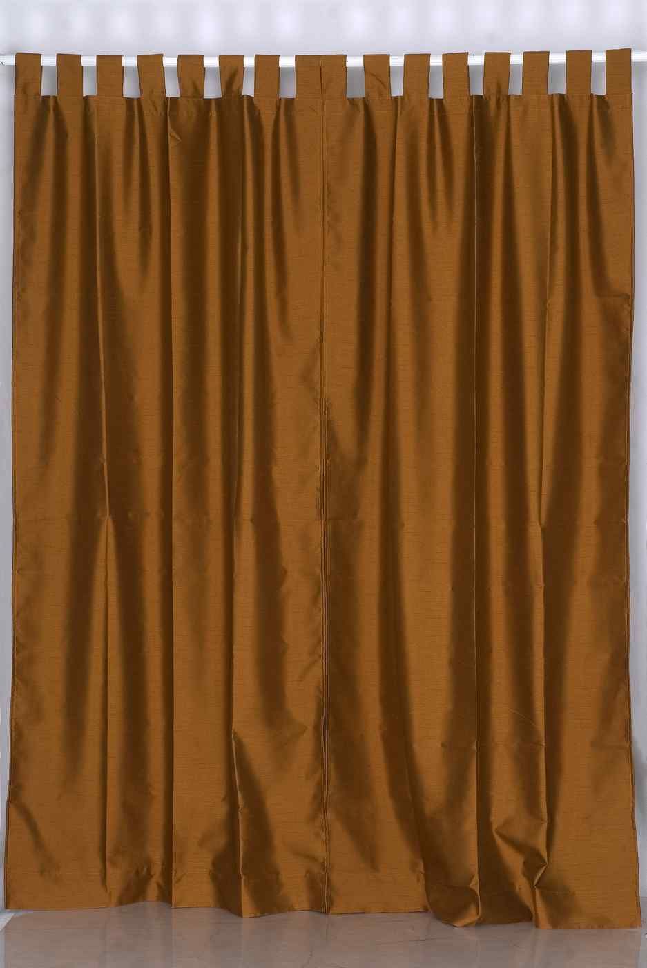 Brown Art Silk Custom Made Curtains Drapes Panels Tab Top