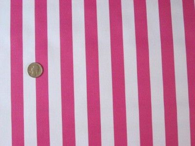 Hot Pink Cabana Stripe Retro Vinyl Oilcloth Fabric BTY