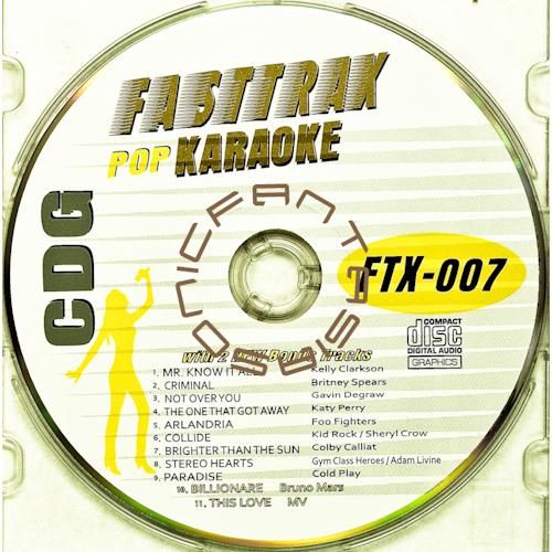 POP MUSIC KARAOKE CD FAST TRAX FTX 007 CDG 2011 ARTIST SONGS *PAPER 