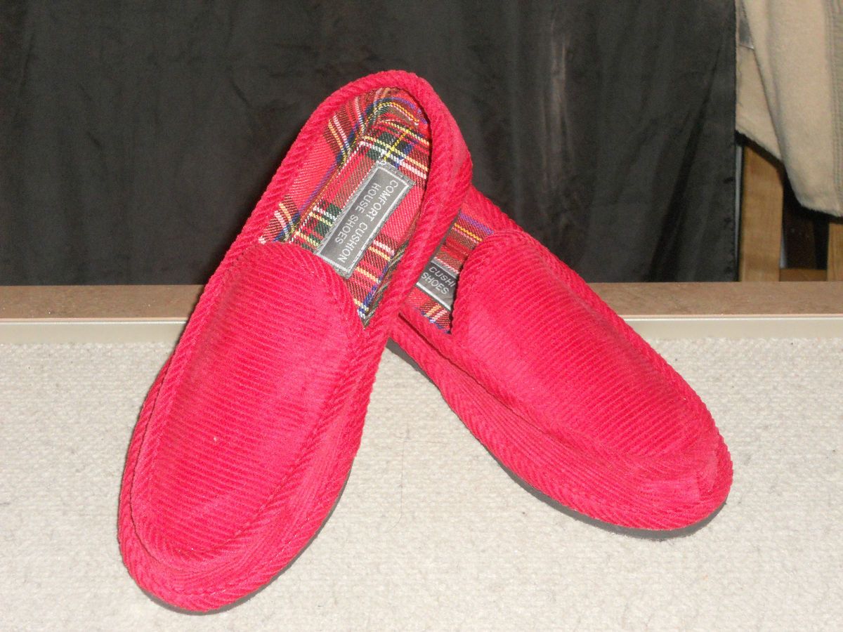 CORDUROY HOUSE SLIPPERS RED