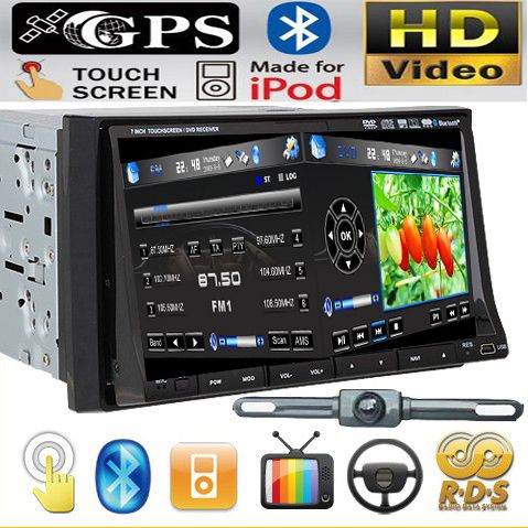 HD Double DIN 7 Touch Screen Car DVD Player GPS Camera