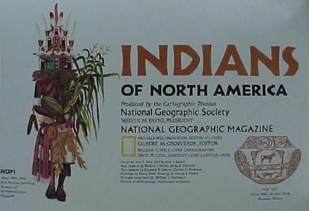 Map North America Indians Apache Seminole Cherokee Hopi