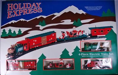 Christmas Holiday Express 4 Piece Electric Train Set HO Scale with
