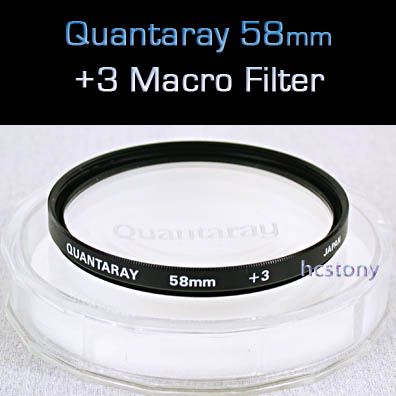 QUANTARAY 58mm Close Up~MACRO +3 Filter~Case~Fits All 58mm Threaded