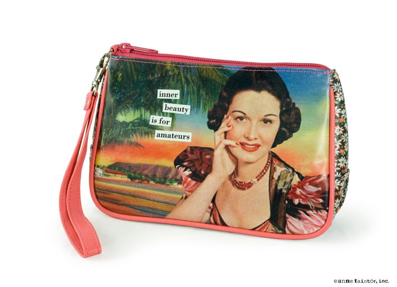 New Anne Taintor Retro Cosmetic Bag Case Fun Gift Inner Beauty Is for