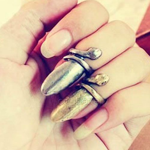  Lady Gaga Bronze Punk Cool Finger Nail Snake Design Finger Ring