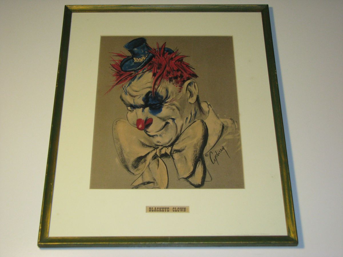 Vintage Cydney Grossman Blackeye Clown Framed Print