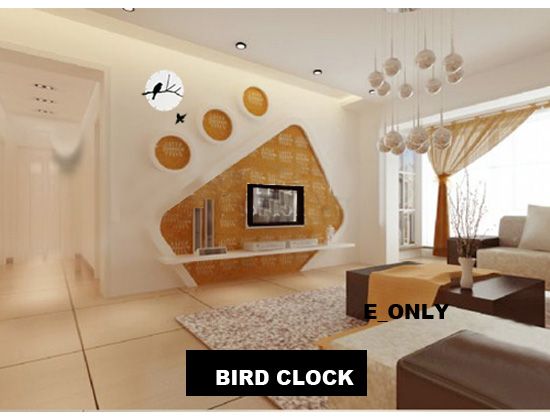 Art Modern Bird Style Decor Design Crystal Wall Clock