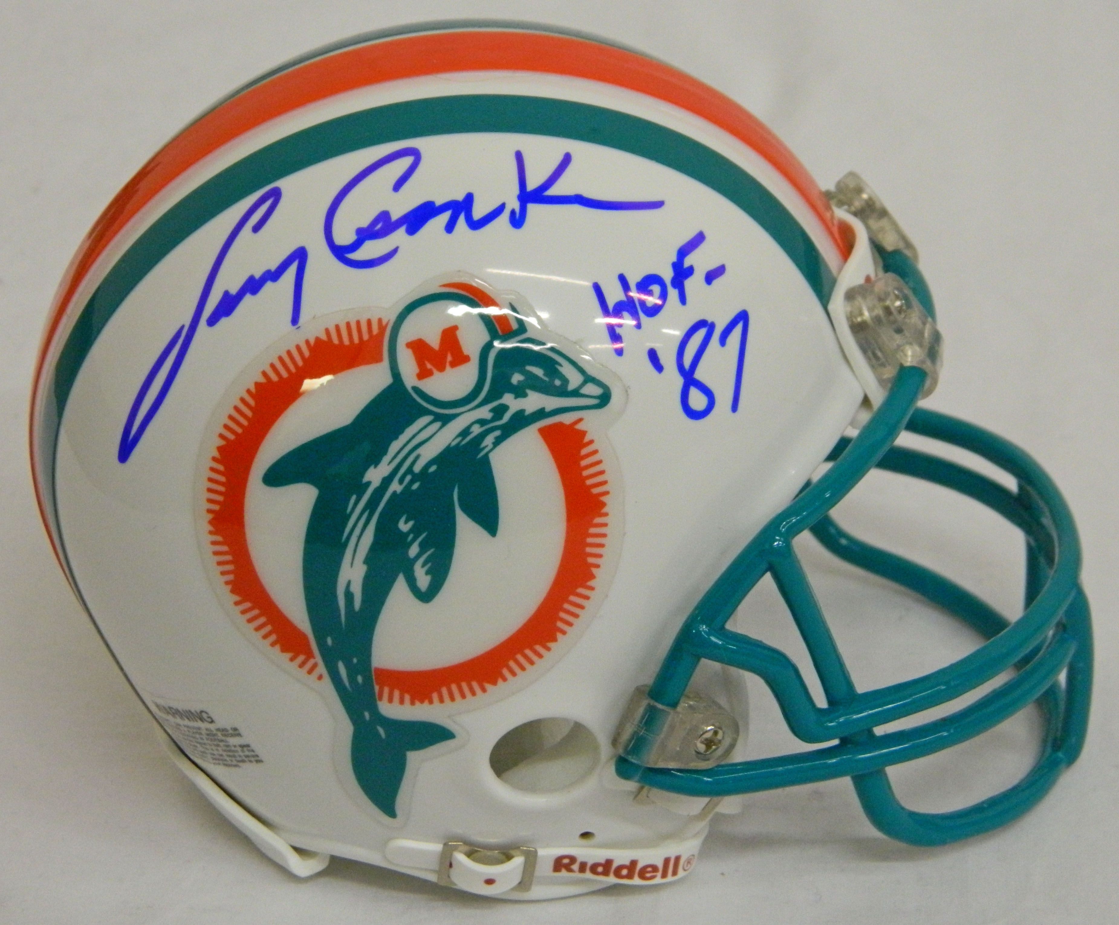 LARRY CSONKA Signed Dolphins Mini Helmet w/HOF87   SCHWARTZ