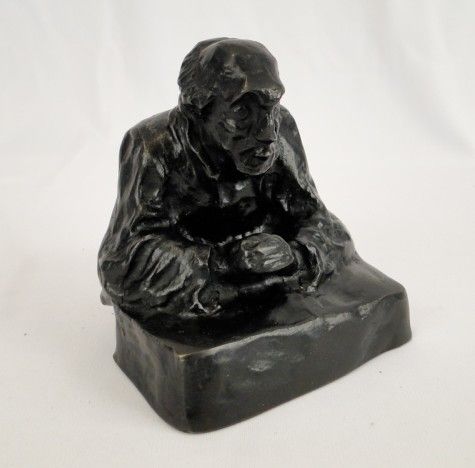 Antique Honore Daumier Bronze Satirical Judge Sculpture
